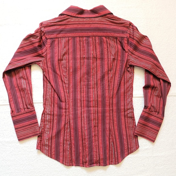 Express Design Studio Burgundy Button Front Blouse - Picture 3 of 5